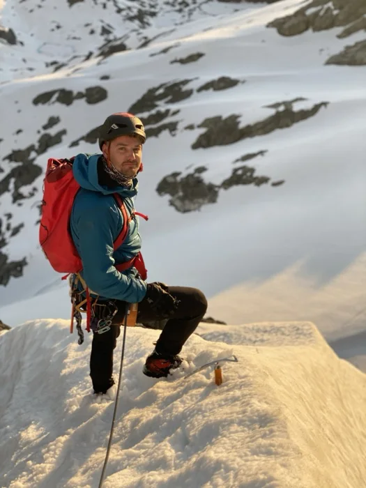 Tucker Roderick on a snowy ridge